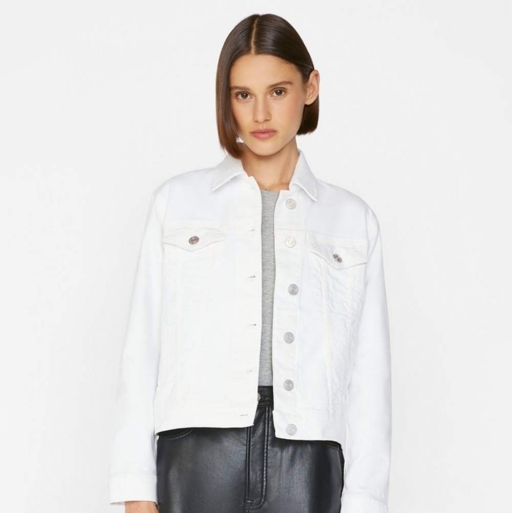 $299 FRAME Le Vintage Jacket In Blanc Size Large